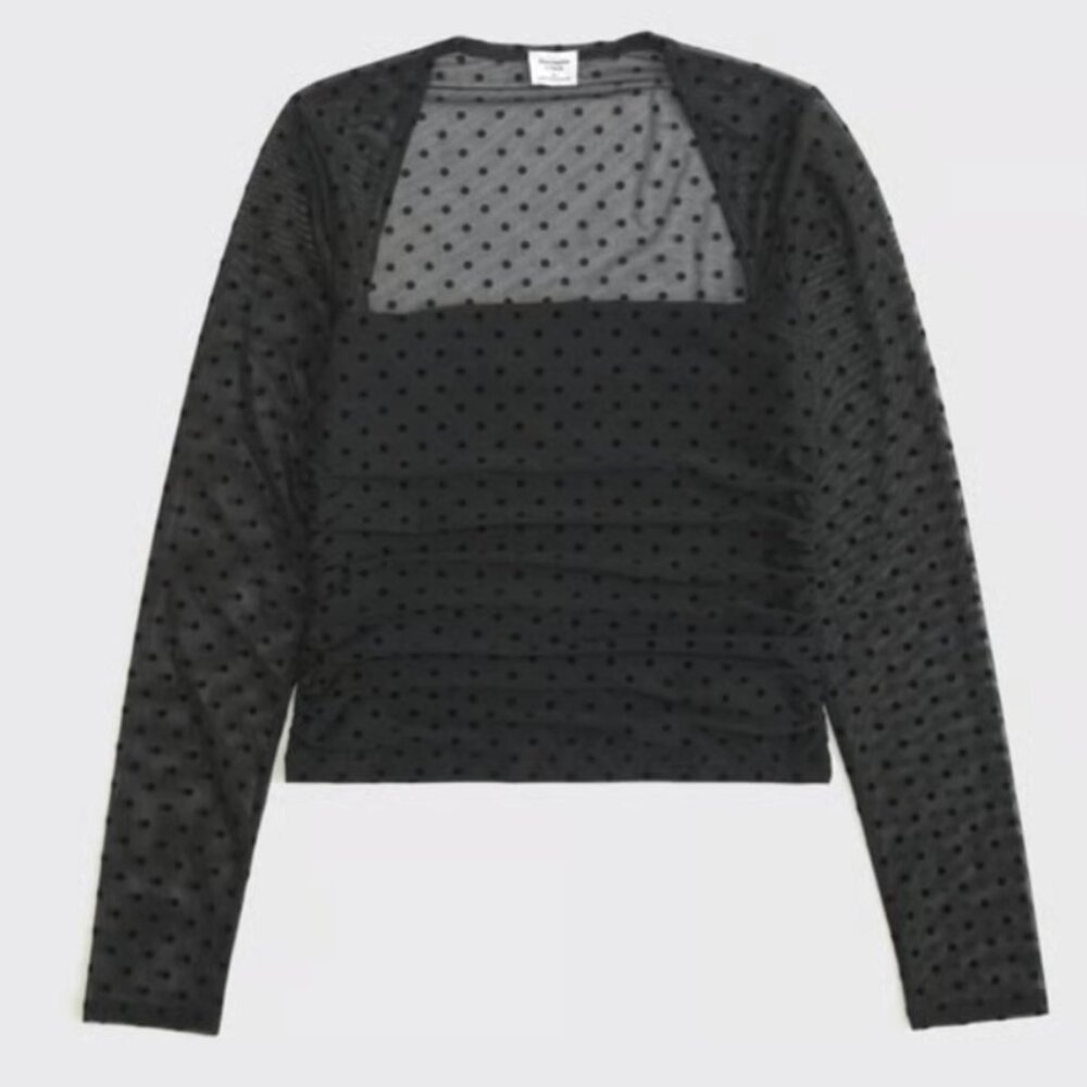 Abercrombie & Fitch women’s long sleeve mesh square neck top